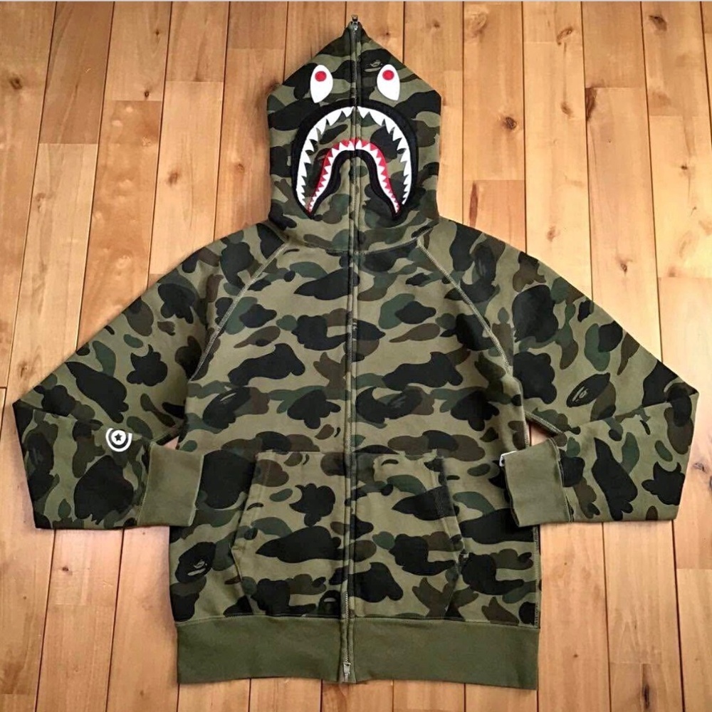 BAPE 1st Camo Shark Full Zip Hoodie Camo Green
